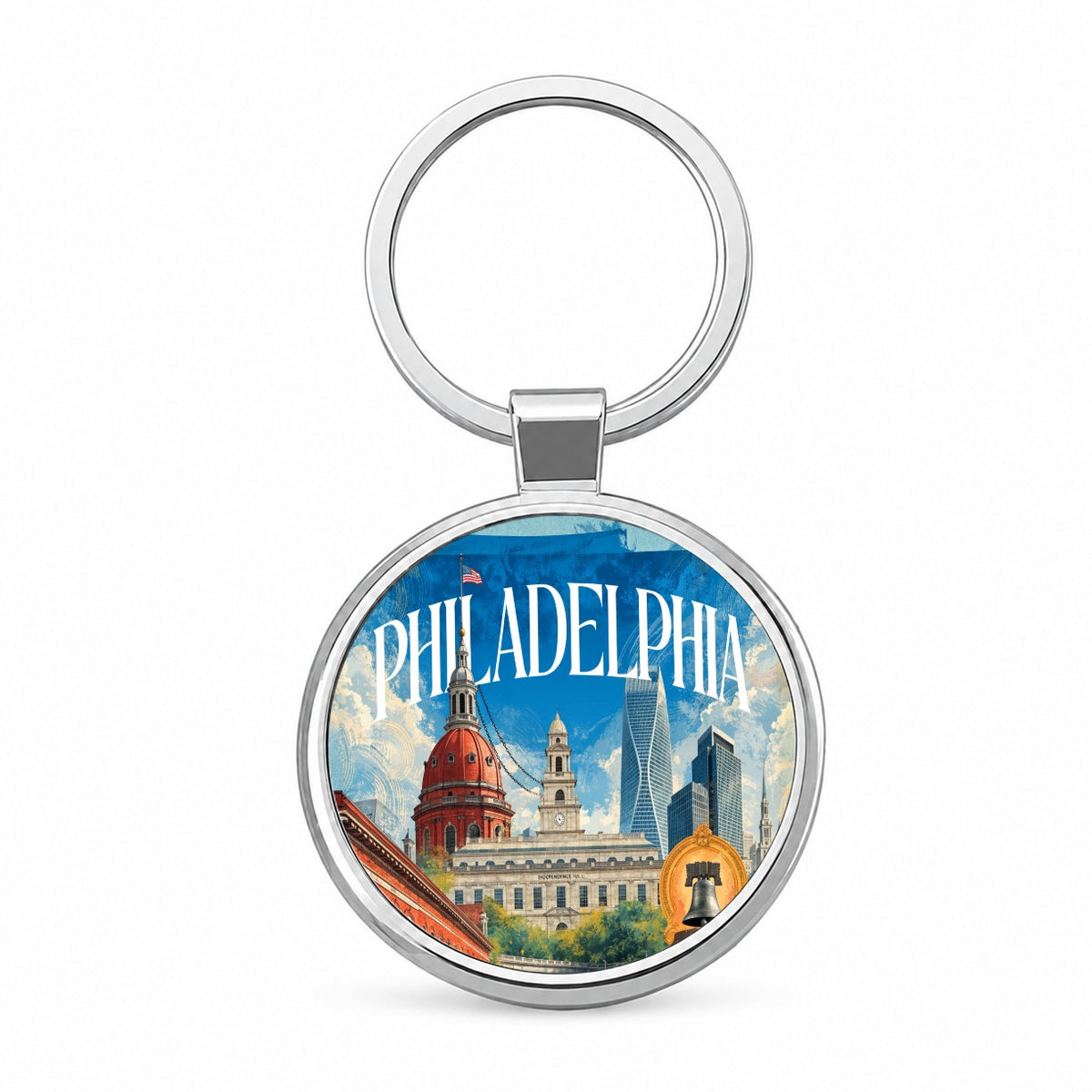 Philadelphia Pennsylvania Travel Round Metal Keychain