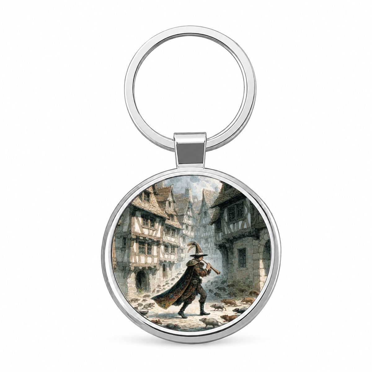 Pied Piper Fairy Tale Round Metal Keychain