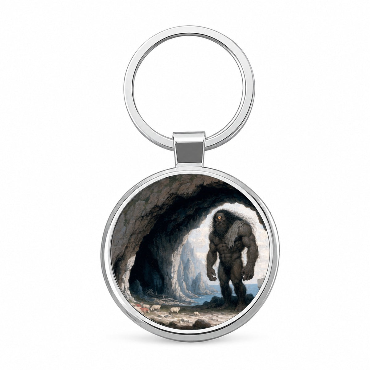 Polyphemus Cyclops Mythology Round Metal Keychain