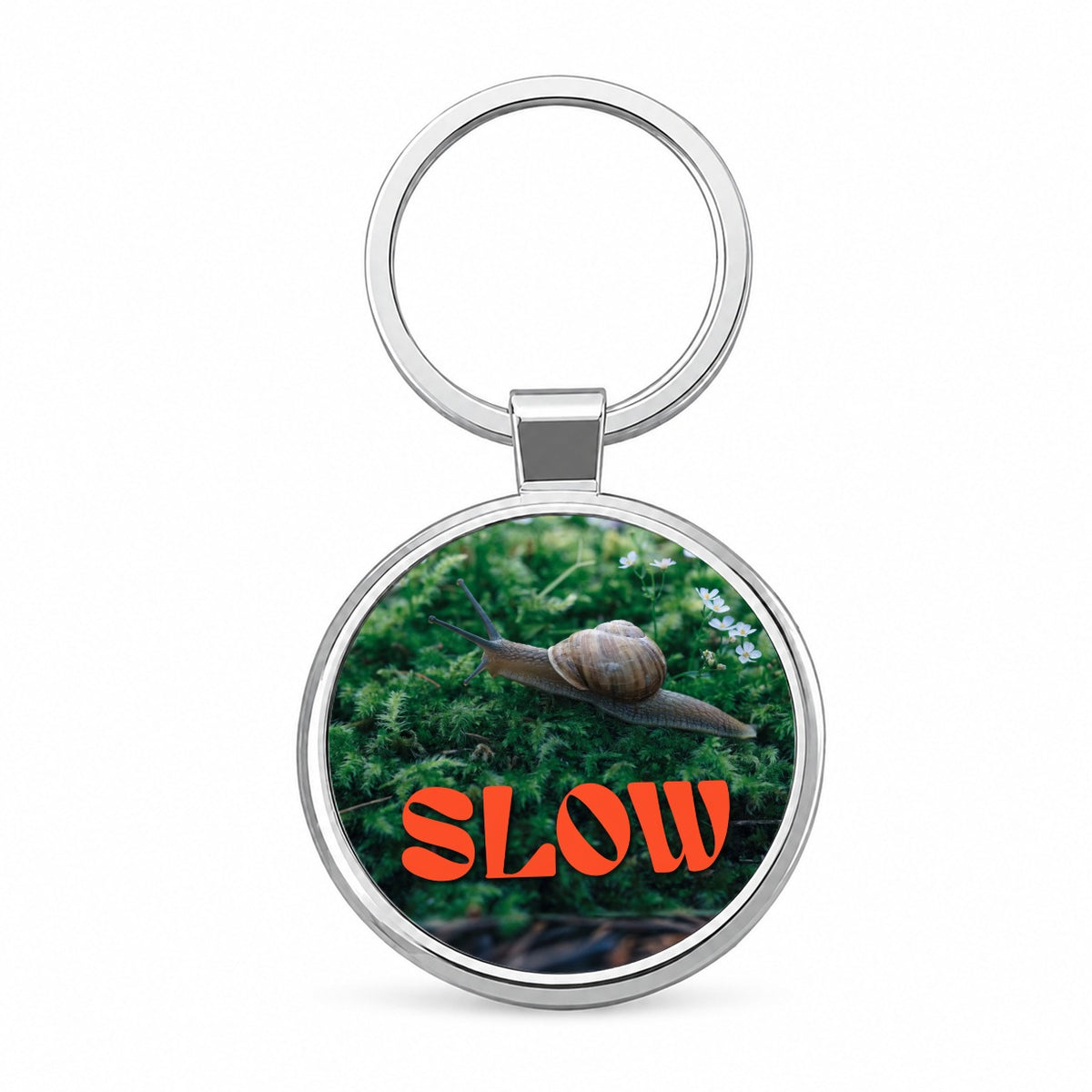 Slow Snail Funny Round Metal Keychain