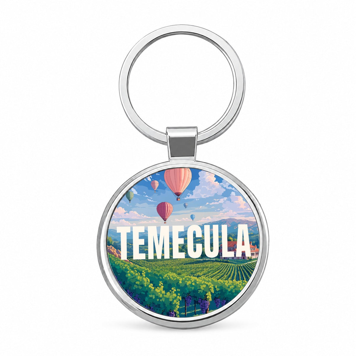 Temecula California Travel Round Metal Keychain