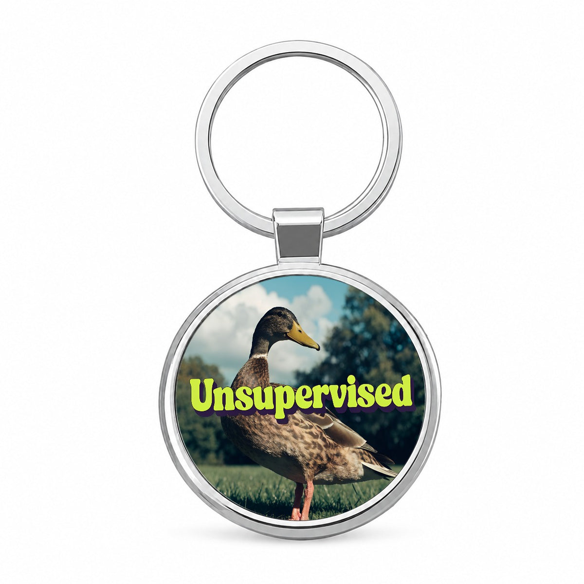 Unsupervised Duck Funny Round Metal Keychain