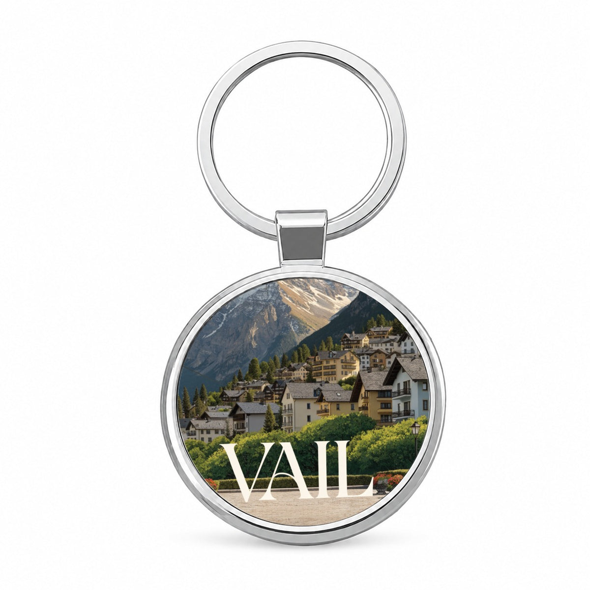 Vail Colorado Travel Round Metal Keychain