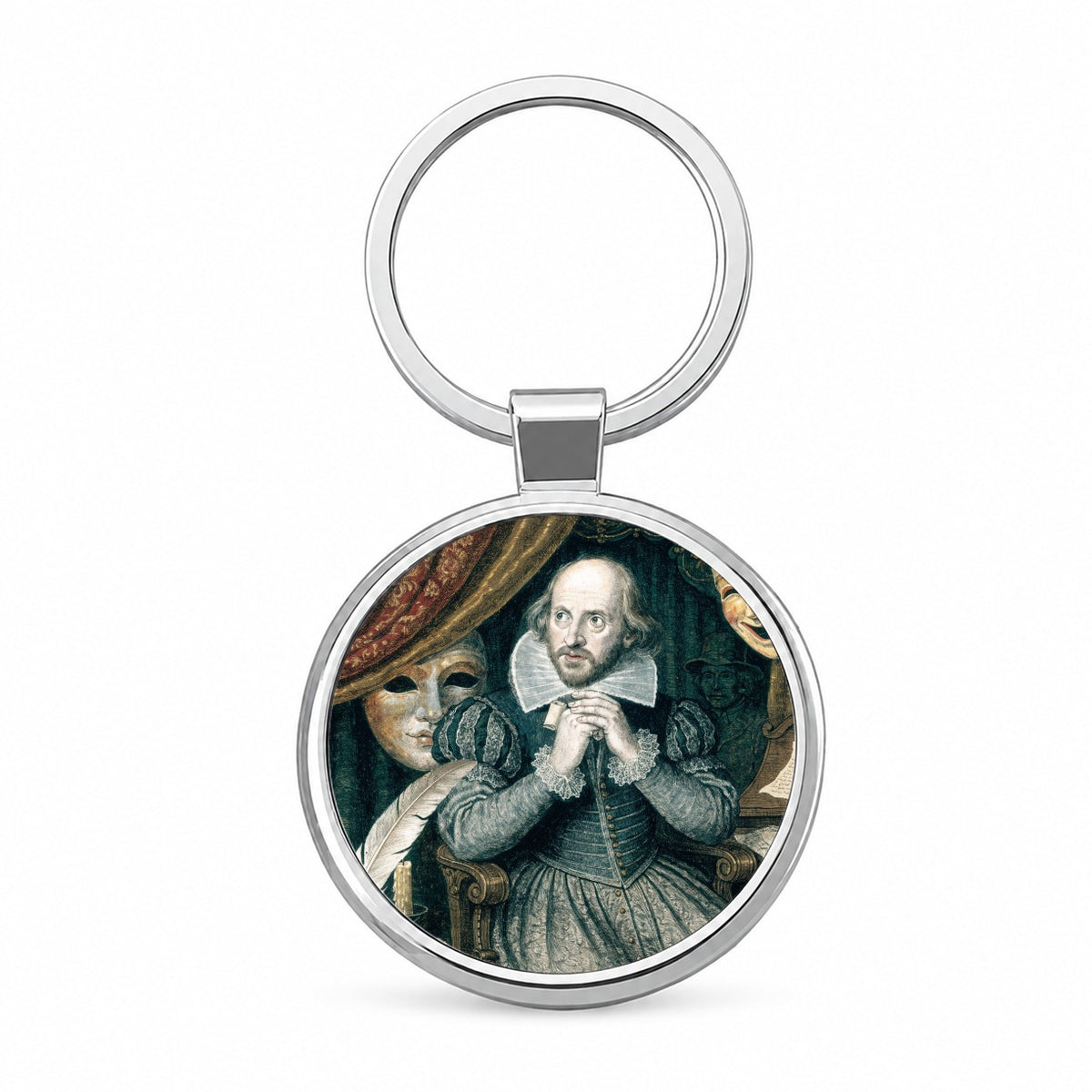 William Shakespeare Playwright Round Metal Keychain
