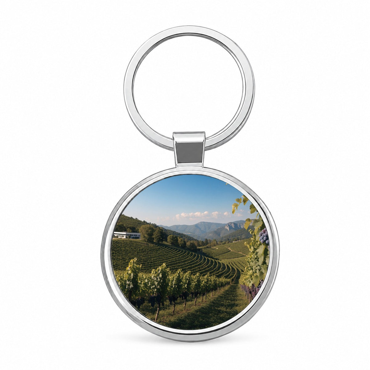 Winery Wine Country Grapes Round Metal Keychain