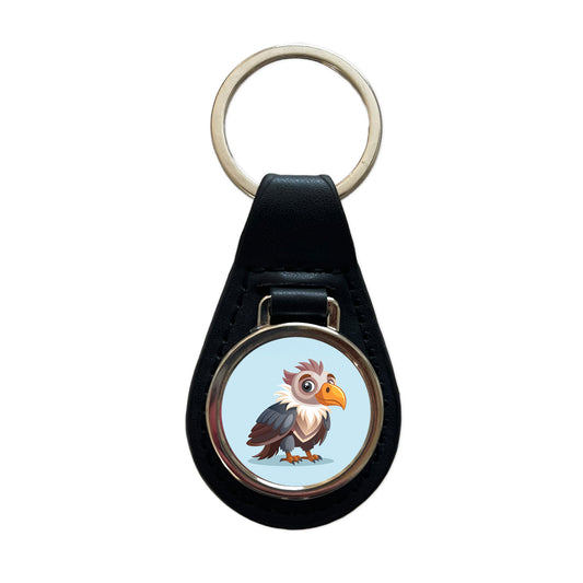 Condor Bird Cute Black Leather Metal Keychain