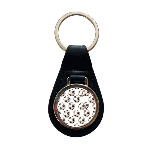 Lots Of Soccer Balls Footballs Black Leather Metal Keychain