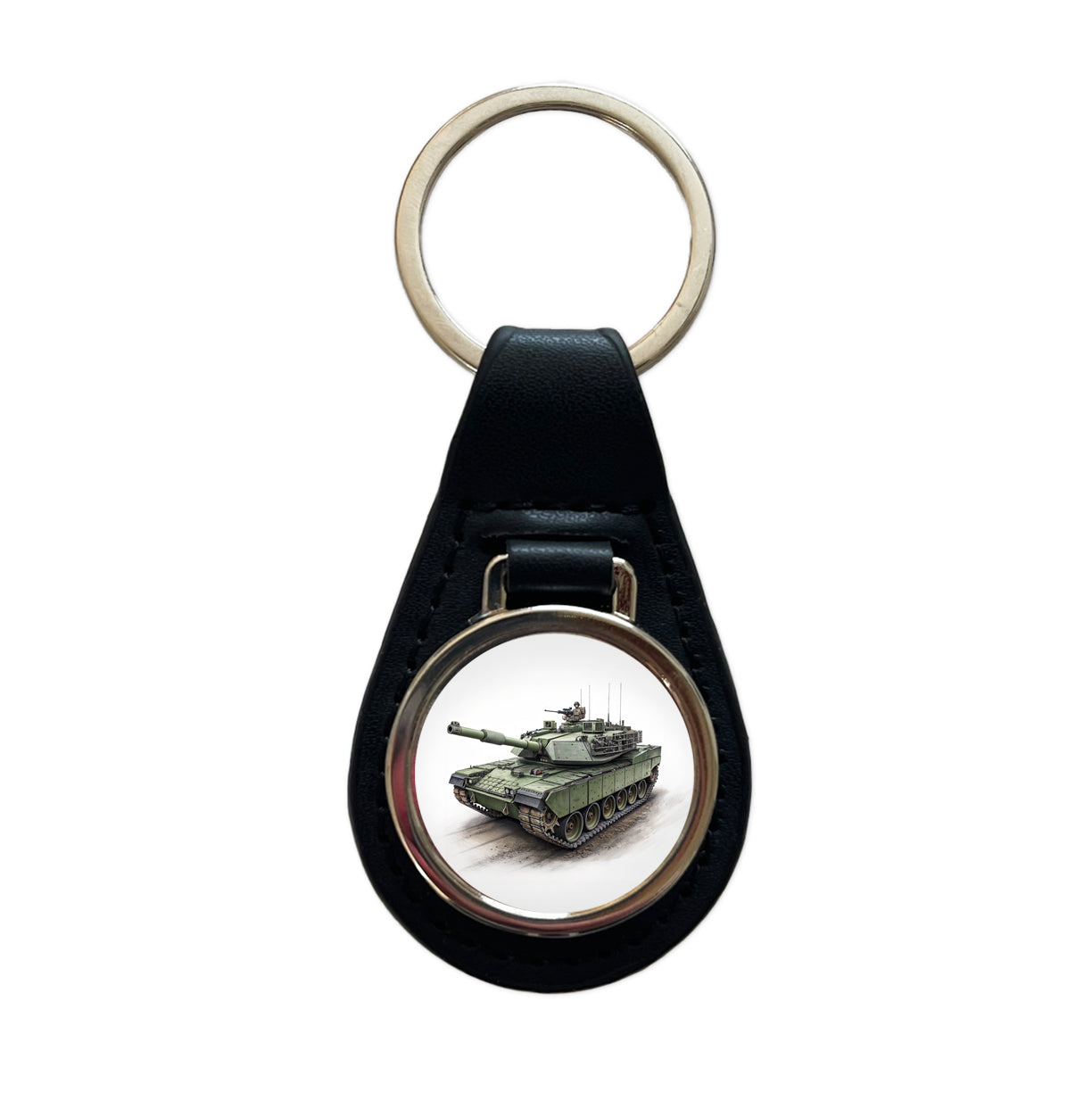 M1 Abrams US Main Battle Tank Black Leather Metal Keychain