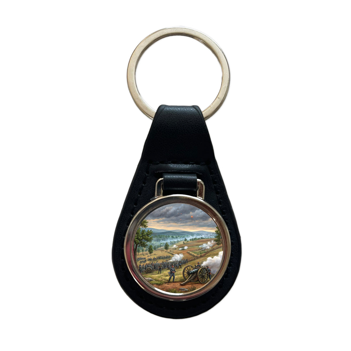 The Civil War Gettysburg Black Leather Metal Keychain