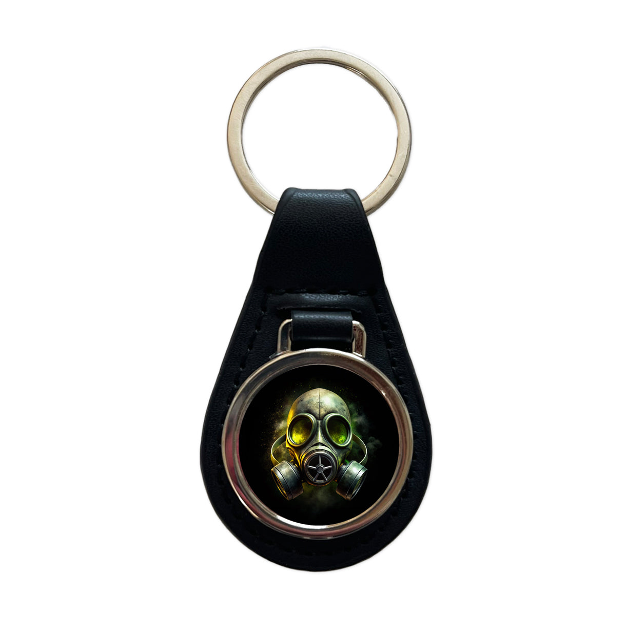 Zombie Outbreak Gas Mask Toxic Gas Black Leather Metal Keychain
