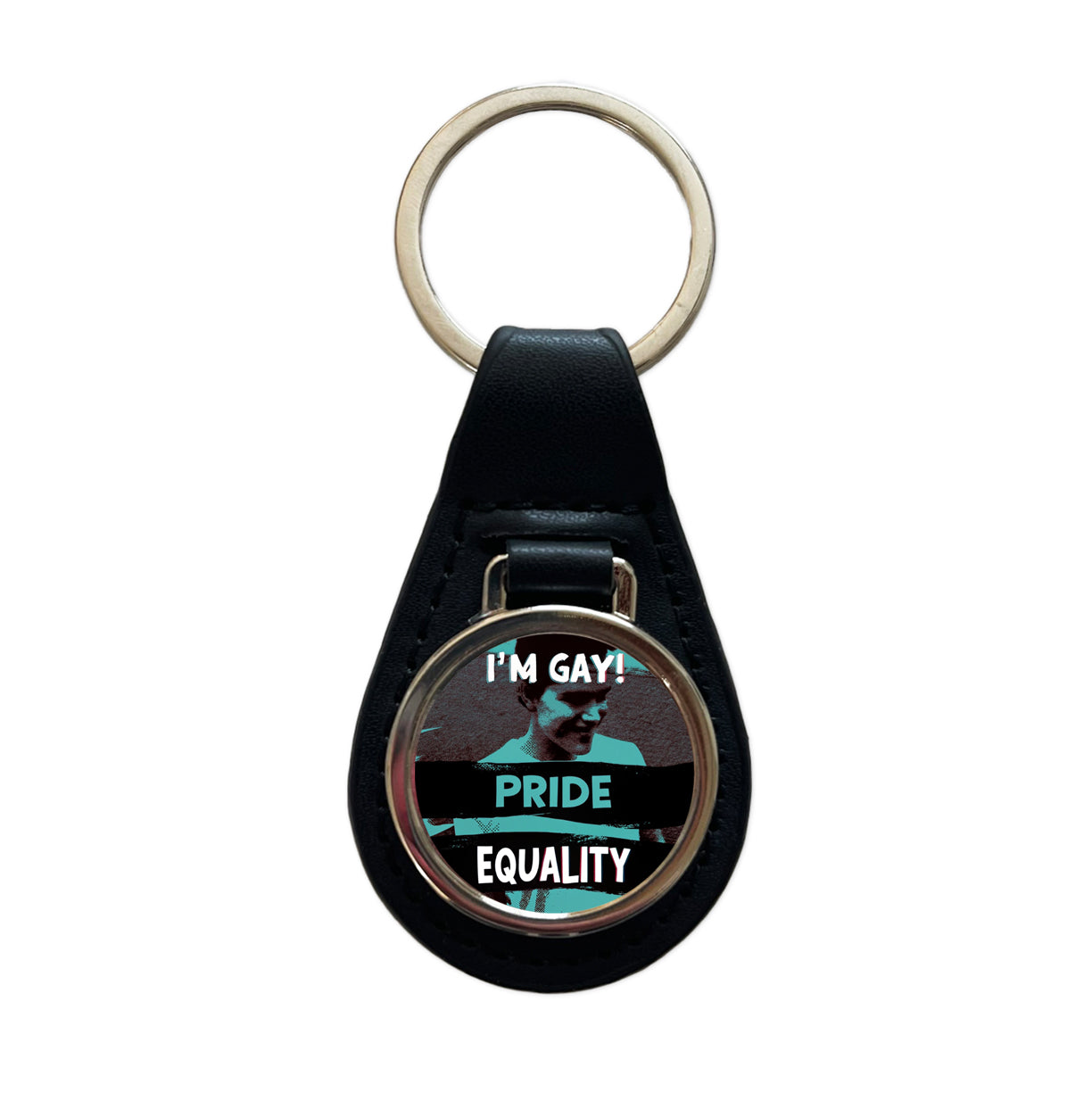 I'm Gay Pride Equality Black Leather Metal Keychain