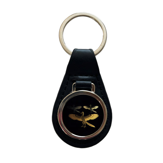Archaeopteryx Sketch Dinosaurs Black Leather Metal Keychain