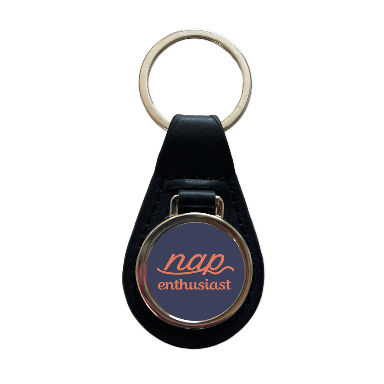 Nap Enthusiast Funny Black Leather Metal Keychain