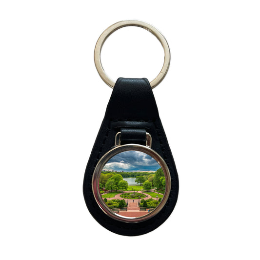New York City NYC Central Park Black Leather Metal Keychain