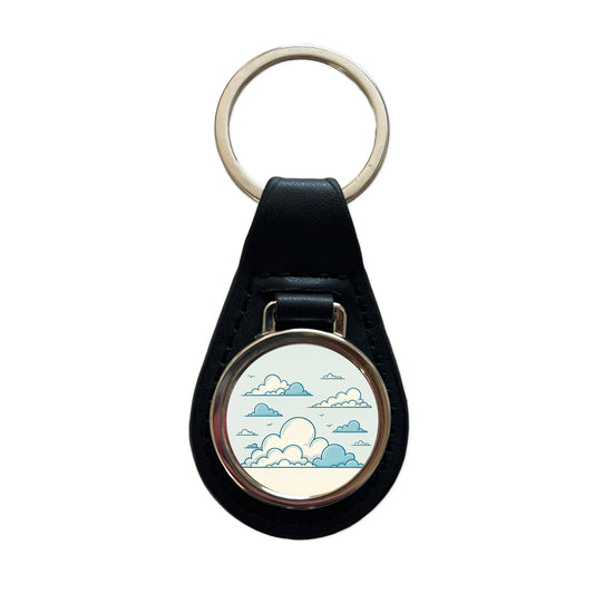 Puffy Clouds Minimalist Style Black Leather Metal Keychain