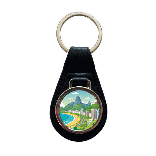 Rio De Janeiro Brazil Travel Cute Black Leather Metal Keychain