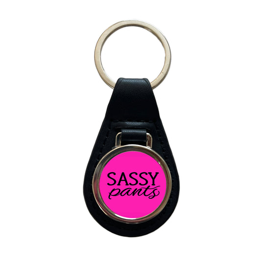 Sassy Pants Funny Black Leather Metal Keychain