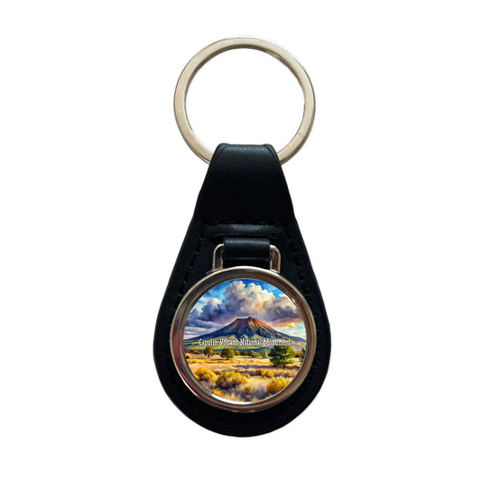 Capulin Volcano National Monument New Mexico Black Leather Metal Keychain