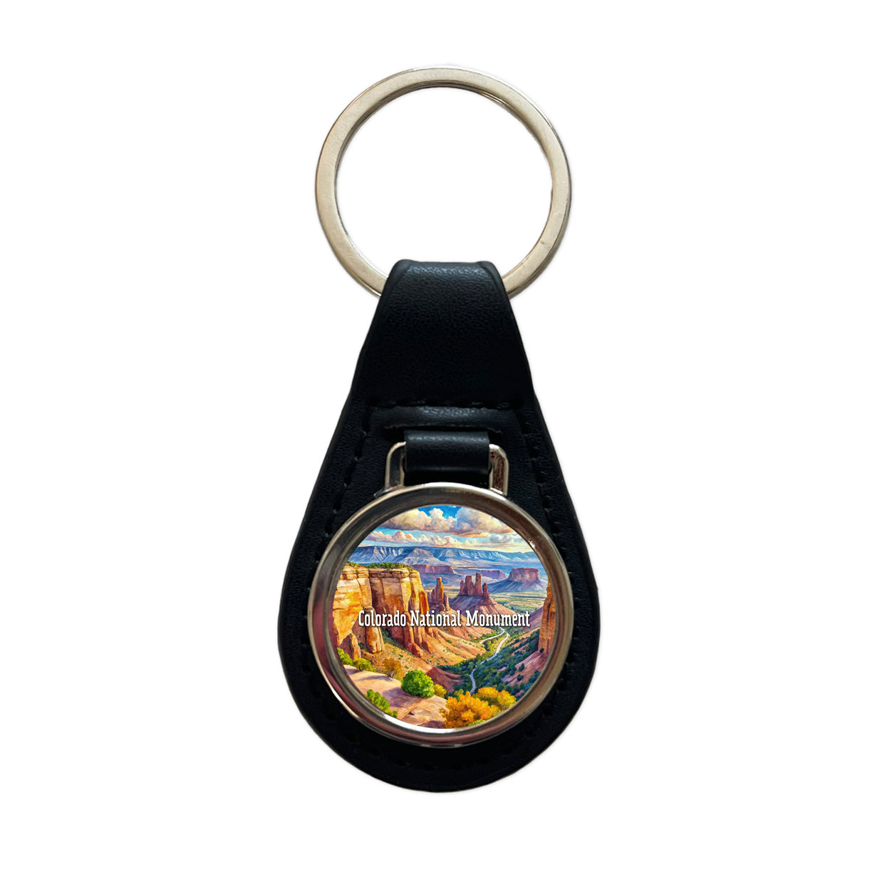 Colorado National Monument Colorado Black Leather Metal Keychain