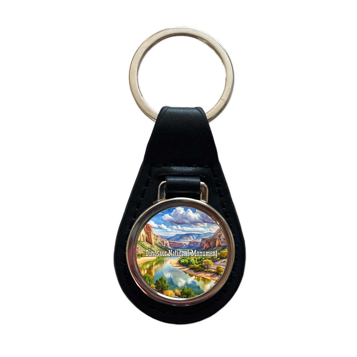 Dinosaur National Monument Colorado, Utah Black Leather Metal Keychain