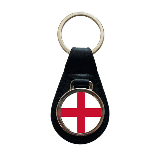 Great Britain England Country Flag Black Leather Metal Keychain