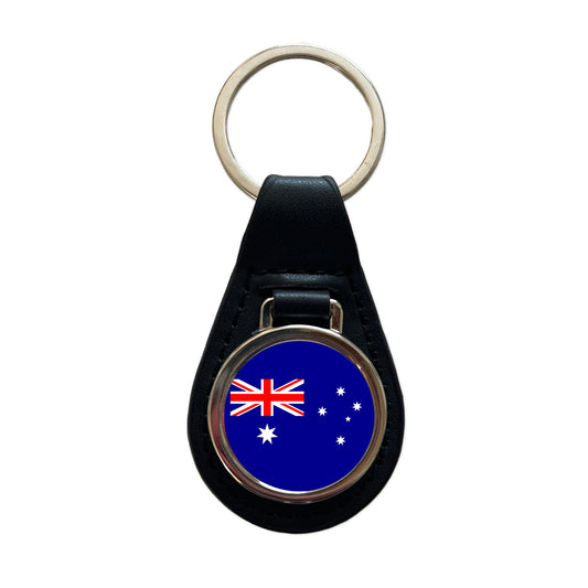 Heard Island and McDonald Islands Country Flag Black Leather Metal Keychain