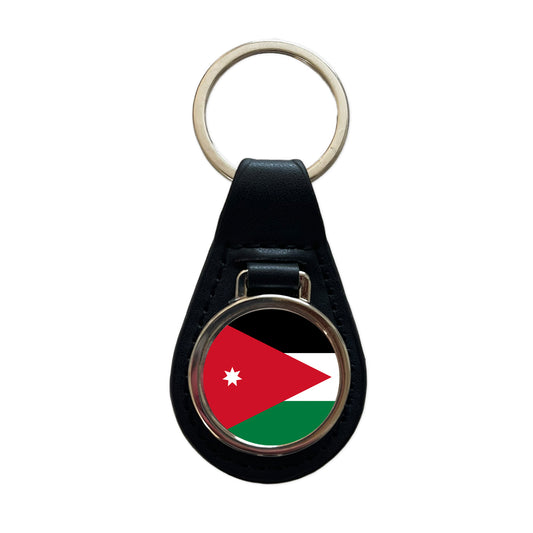Jordan Country Flag Black Leather Metal Keychain
