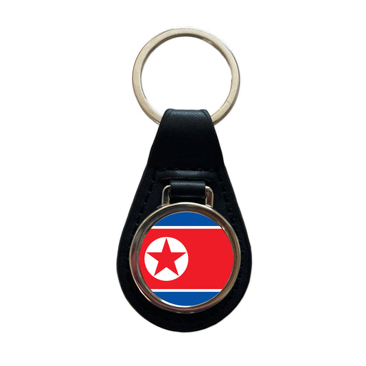 Korea (the Democratic People's Republic of) Country Flag Black Leather Metal Keychain