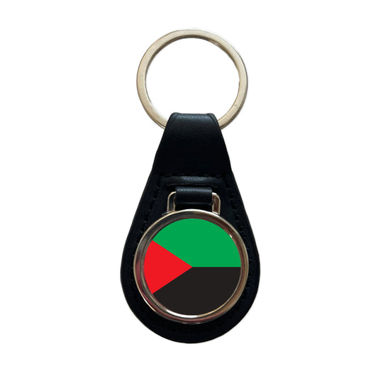 Martinique Country Flag Black Leather Metal Keychain