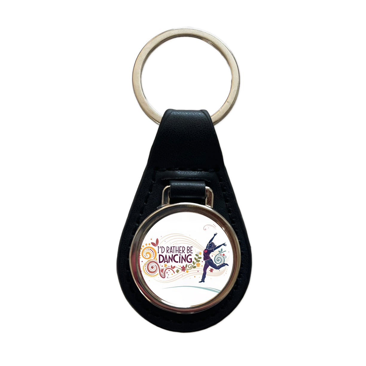 I'd Rather Be Dancing Dancer Black Leather Metal Keychain