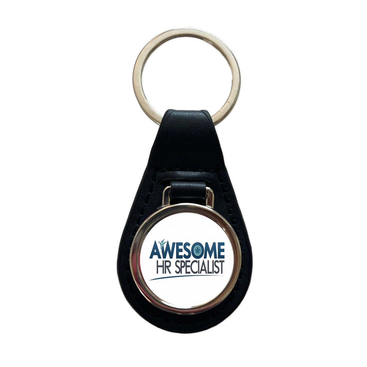Awesome HR Specialist Human Resources Inspirational Black Leather Metal Keychain