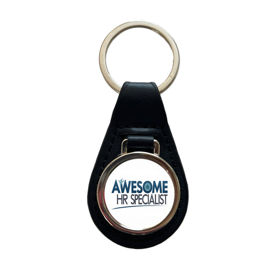 Awesome HR Specialist Human Resources Inspirational Black Leather Metal Keychain