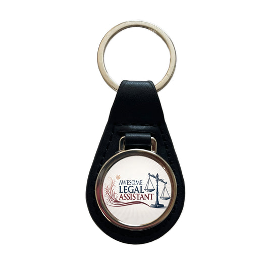 Awesome Legal Assistant Inspirational Scales Of Justice Black Leather Metal Keychain