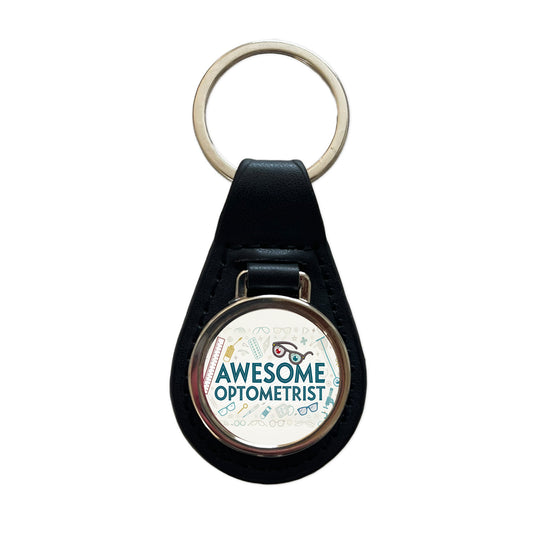 Awesome Optometrist Optical Inspirational Black Leather Metal Keychain