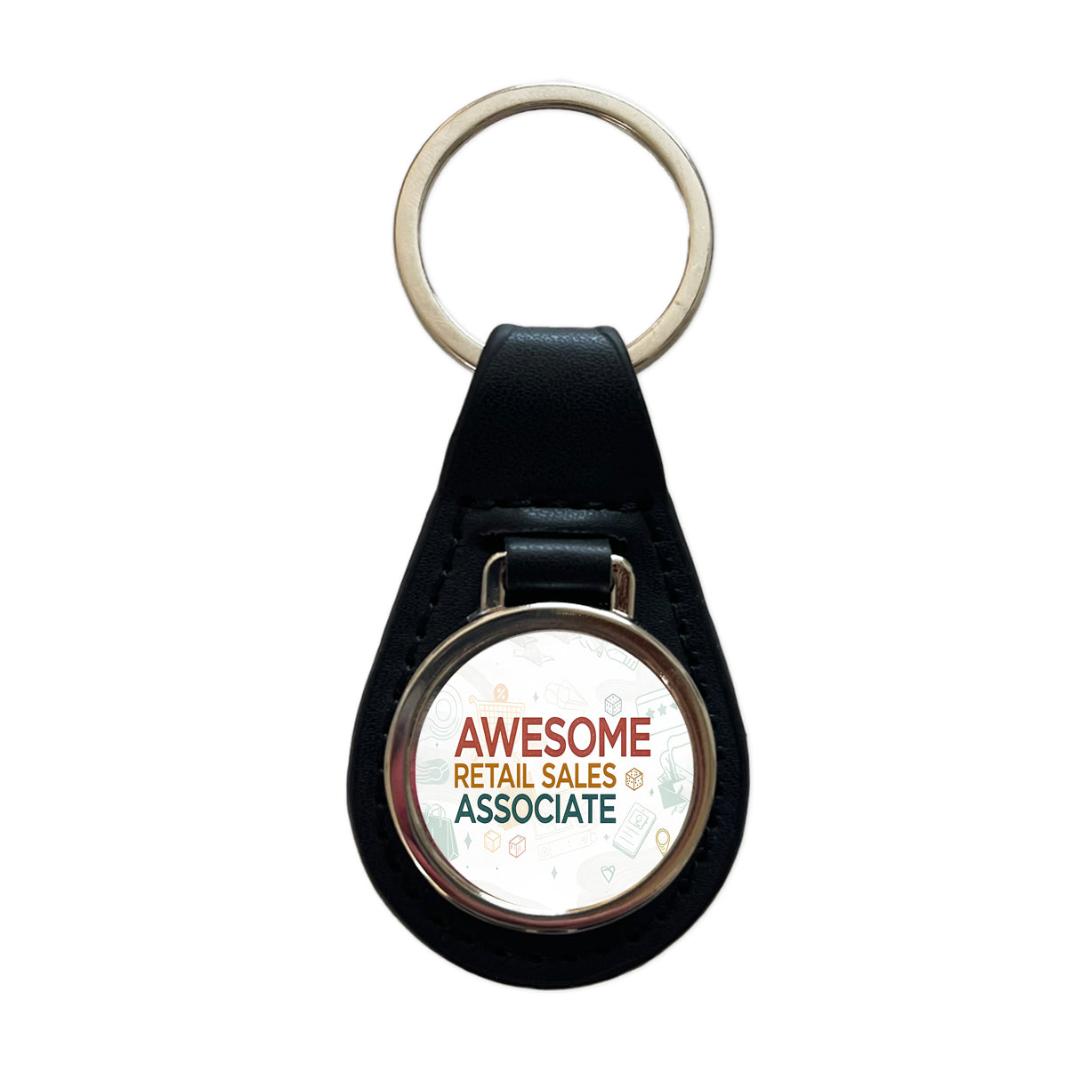 Awesome Retail Sales Associate Inspirational Black Leather Metal Keychain