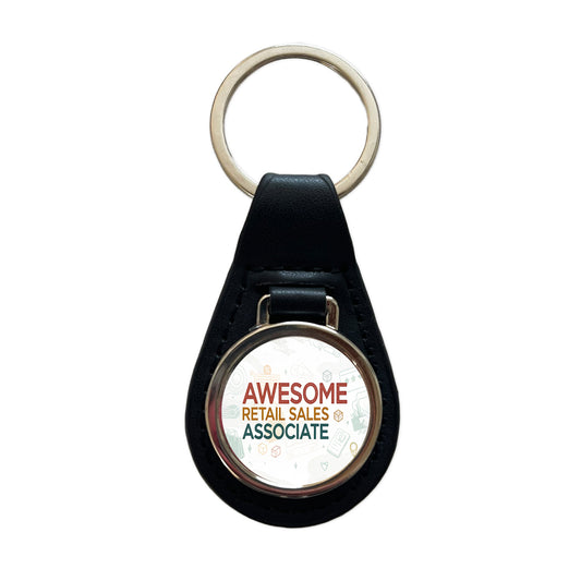 Awesome Retail Sales Associate Inspirational Black Leather Metal Keychain