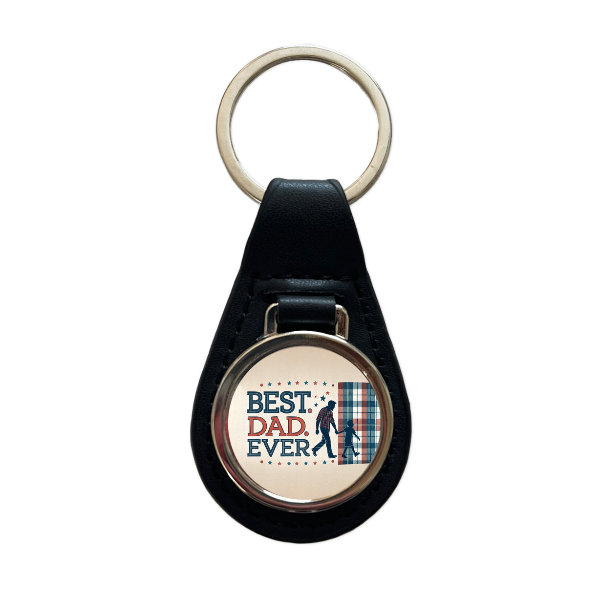 Best Dad Ever Father's Day Black Leather Metal Keychain