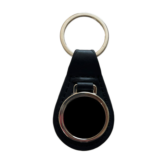 It's Just a Solid Black Color Black Leather Metal Keychain
