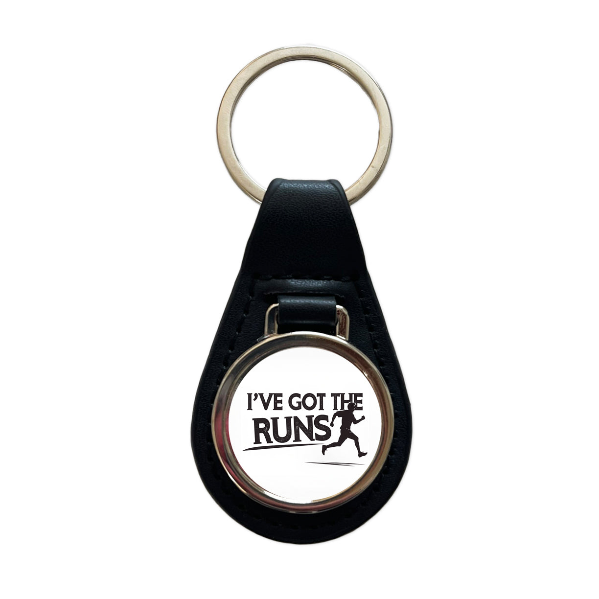 I've Got The Runs Funny Running Jogging Black Leather Metal Keychain