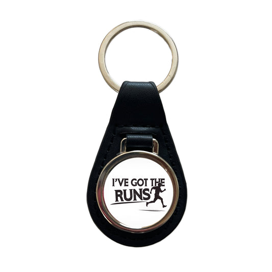 I've Got The Runs Funny Running Jogging Black Leather Metal Keychain