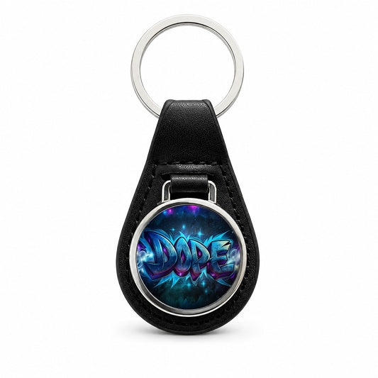 Dope Graffiti Black Leather Metal Keychain