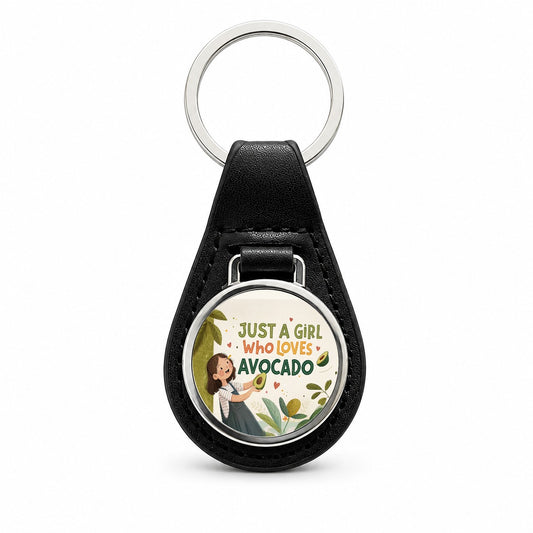 Just A Girl Who Loves Avocado Cute Black Leather Metal Keychain