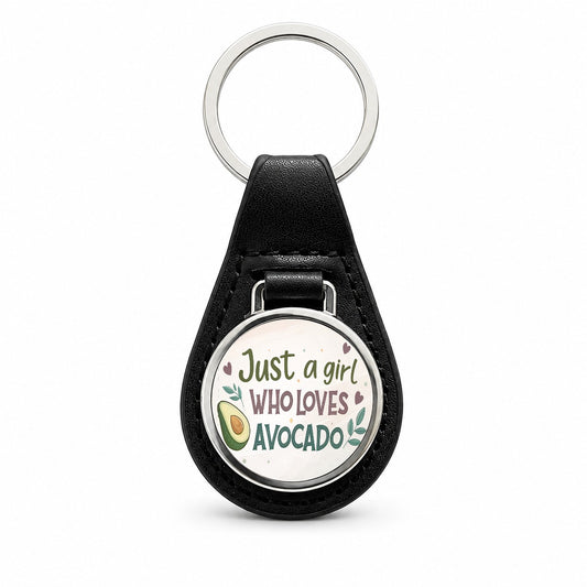 Just A Girl Who Loves Avocado Funny Black Leather Metal Keychain
