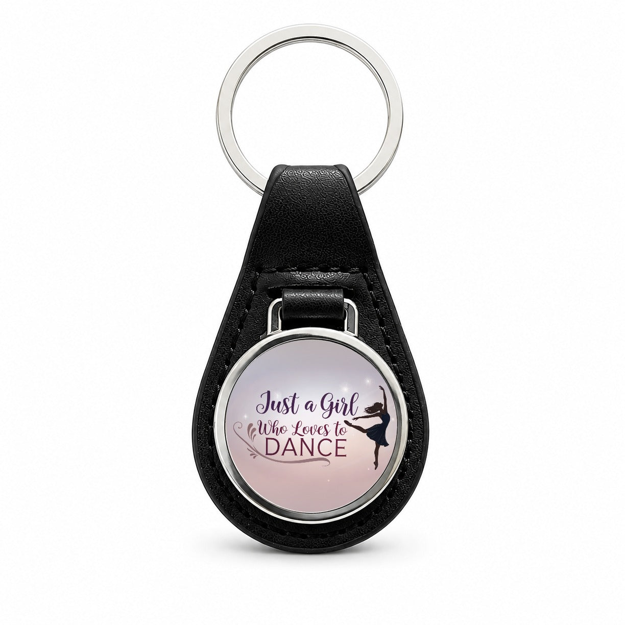 Just A Girl Who Loves To Dance Ballet Black Leather Metal Keychain