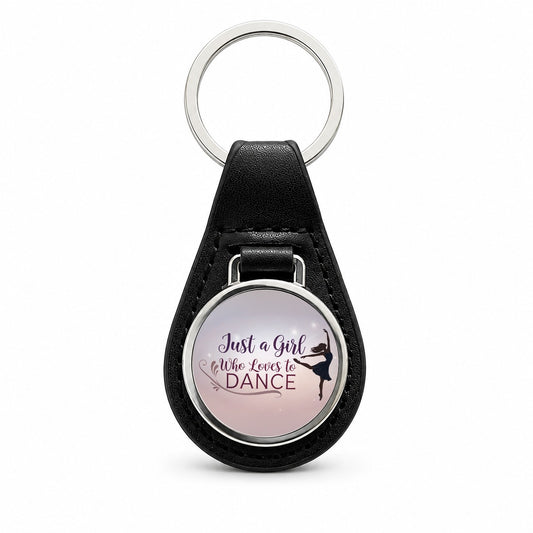Just A Girl Who Loves To Dance Ballet Black Leather Metal Keychain