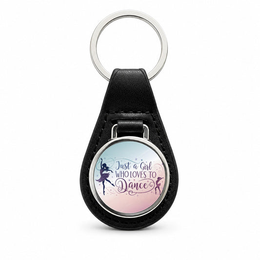 Just A Girl Who Loves To Dance Cute Black Leather Metal Keychain