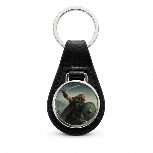 Beowulf Viking Legend Black Leather Metal Keychain