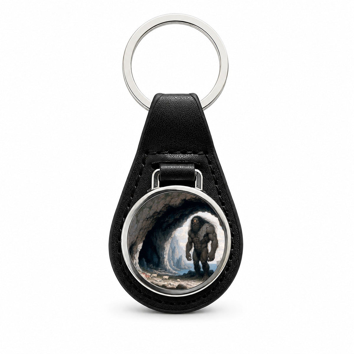 Polyphemus Cyclops Mythology Black Leather Metal Keychain