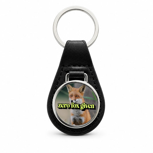 Zero Fox Given Funny Black Leather Metal Keychain