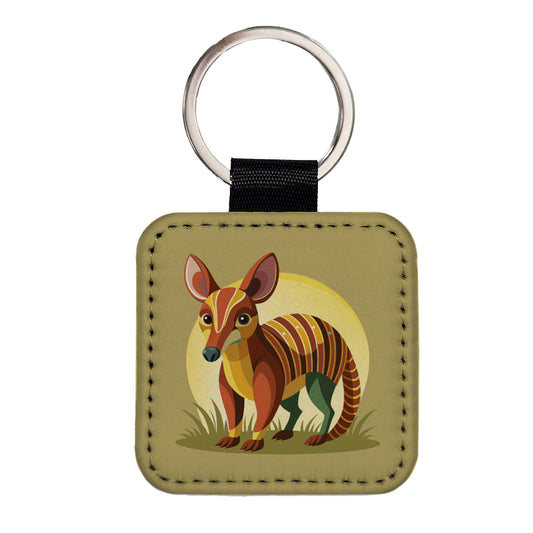 Aardvark Animal Square Faux Leather Keychain